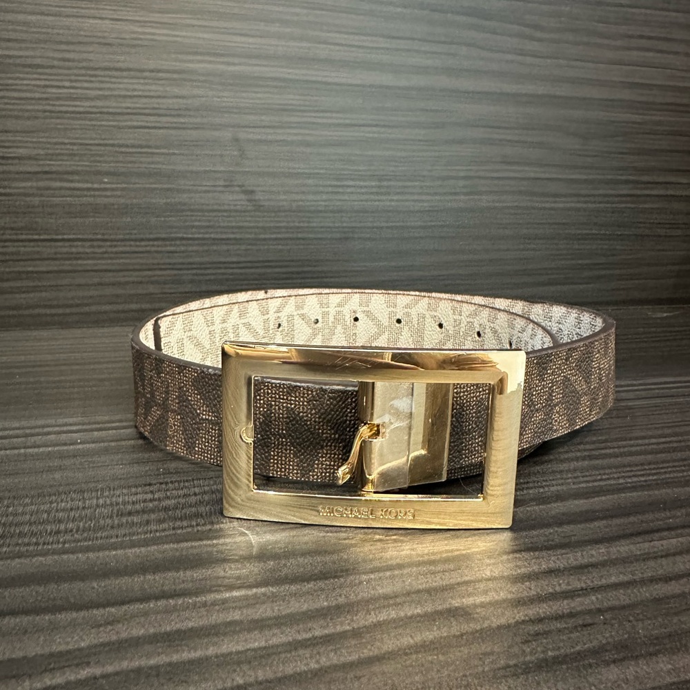 Michael Kors Patterned Belt with Gold Buckle